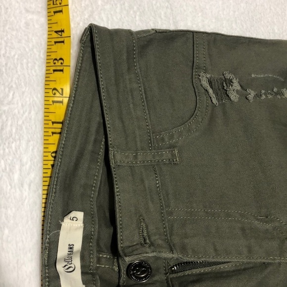 Olive Distressed Skinny Jeans Ripped Knee Ankle Raw Hem‎ Casual Size 5 - Picture 7 of 10